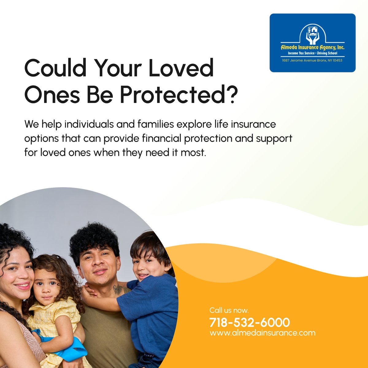 AlmedaIns's tweet photo. ❤️🛡️ Life insurance can help provide financial security for the people who matter most. We take time to explain your options and help you choose coverage that fits your needs. 

Contact us today to learn more.

#InsuranceServicesAndDrivingSchool #BronxNY #LifeInsurance https://t.co/wUHoT8RdjL