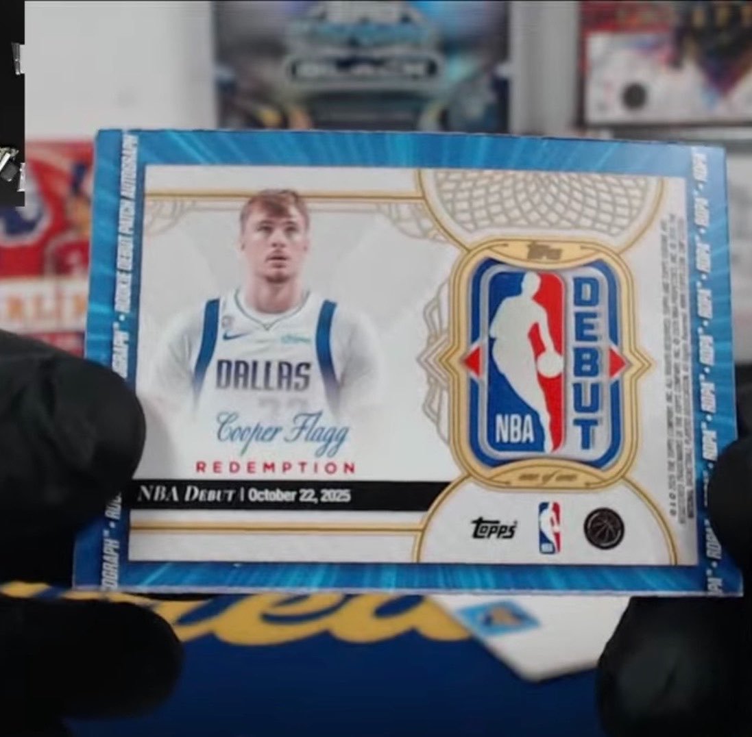 SportsCardInv's tweet photo. How much do we think the Cooper Flagg 1/1 Rookie Debut Patch Auto sells for? 🤔 https://t.co/nVyFK1VlQZ