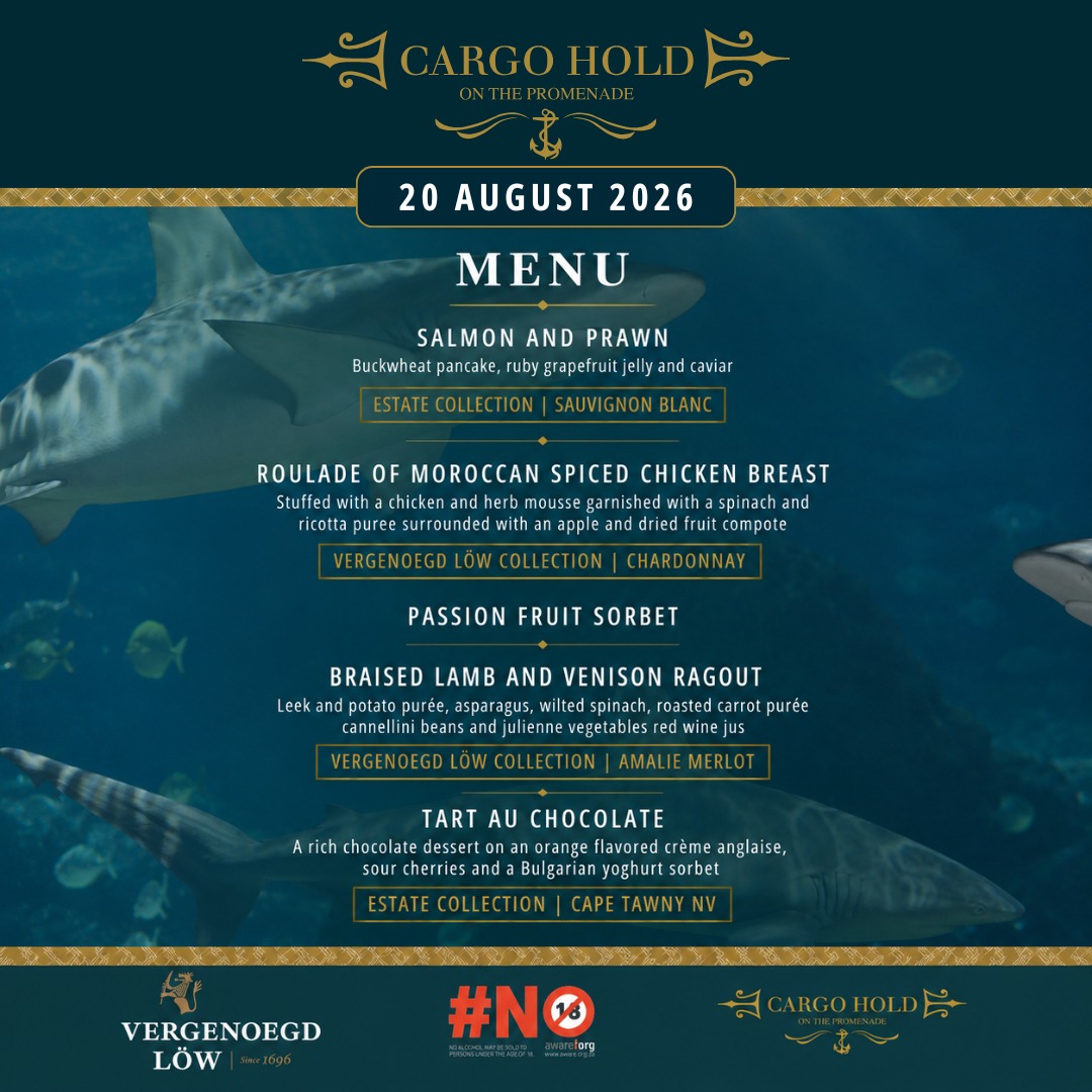 uShakaOfficial's tweet photo. Clear your schedule, book your seat with a view, and get ready for a fantastic night of great pours perfectly paired with a specially curated four-course menu.
📧 Email: cargohold@ushakamarineworld.co.za
#uShakaMarineWorld #CargoHoldRestaurant #VergenoegdLow #DurbanRestaurants https://t.co/ETE9QbCa5n