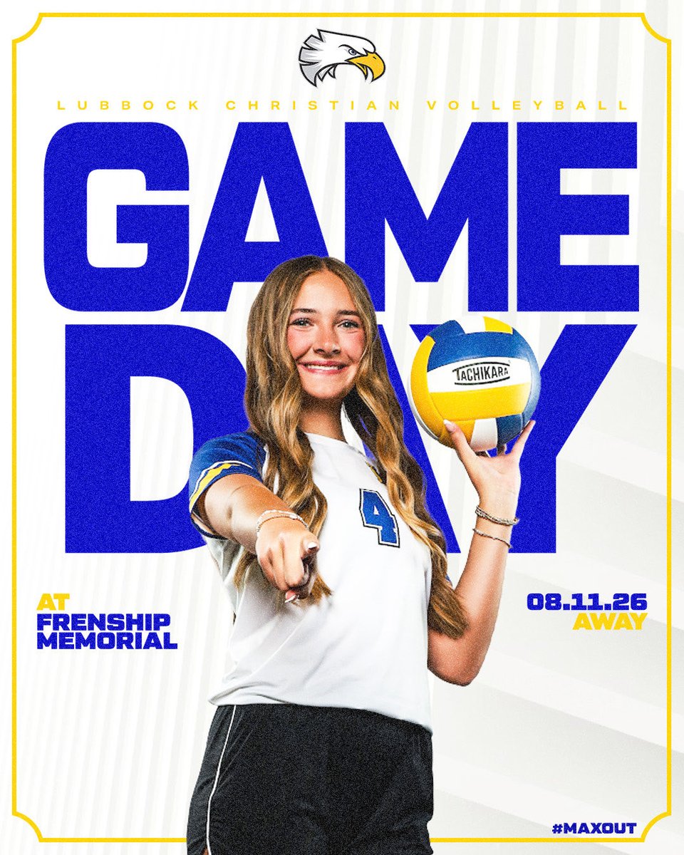 LCHSEagles's tweet photo. 🏐 VB | GAME DAY!

🗓️ Tuesday, Aug 11th
🆚 Frenship Memorial 
⏰ JV Blue &amp; Gold @ 5:00pm | V @ 6:00pm
📍 Frenship Memorial

#MAXOUT https://t.co/WowCD3a7BH