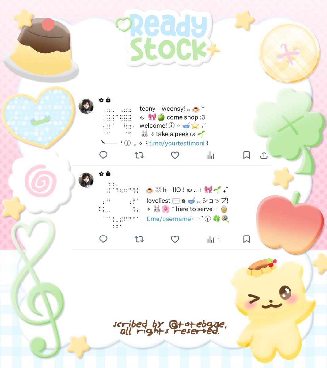 totebgae's tweet photo. help rt, plz? thanks a lot! ♡

☀️🌱 𖦹 ⊹ . . nighty—night, heavenlings! 𓈃 🌸🥛 ˚ ⸝⸝ aku punya 4 wording pinned ꔛ 🧁 ⊹ 𓂅 dengan harga : Rp5.500! 𓈄 ˚ 🍮🥣 check ALT for more details &amp;&amp; @ me after dm! ୨୧ 🎀🍀

⠀⠀⠀ 🍥 : : #bealanja https://t.co/8GGaGQudDD