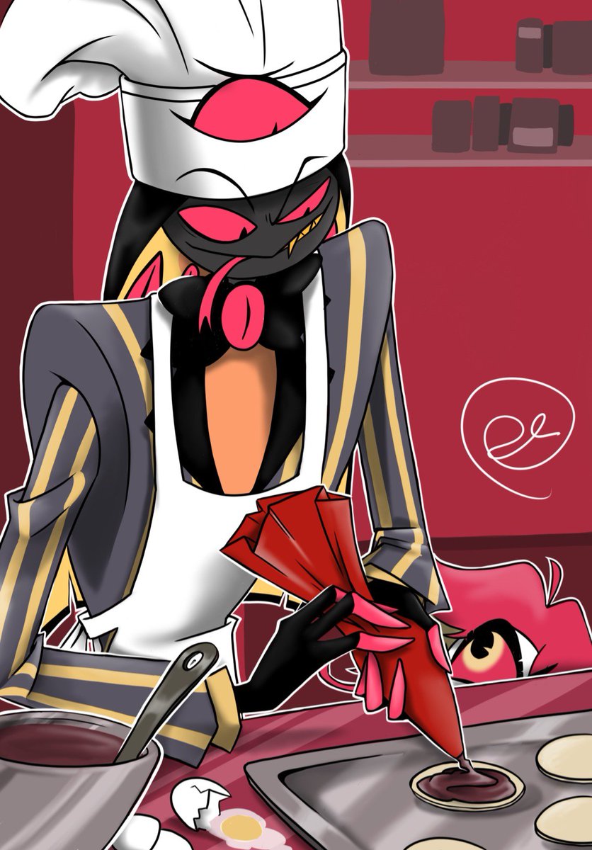 Daefromhell's tweet photo. Making biscuitssss
#SirPentious 
#HazbinHotel #HazbinHotelfanart https://t.co/v2Xgtvwil1