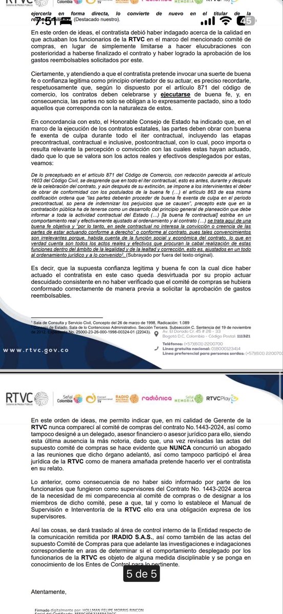 losetodo_col's tweet photo. Nunca esos comité fueron aprobados por lo que establecía el contrato según lo que consta en los documentos, y aquí empieza todo: 1. Se inventaban compra de equipos que nunca entregaban con el apoyo de Ciro coordinación de radio, ingeniero de campo Frank Arrieta, donde le daba el aval, Andrei Mateo Aguilar, que trabaja para rtvc y era iradio, Luis Leonardo Molina que le aprobaba todo, y Marisol Cantillo, quien le aprobaba pagos sin el llenó de los requisitos, aprobaban anticipos sin realizar las obras, lo más grave aún instalación de estaciones de TDTy contratos fumado, en predios que no han demostrado titularidad, y donde hoy es estaciones no se pueden prender por qué están en zonas ilegal, con firma que no son los propietarios.