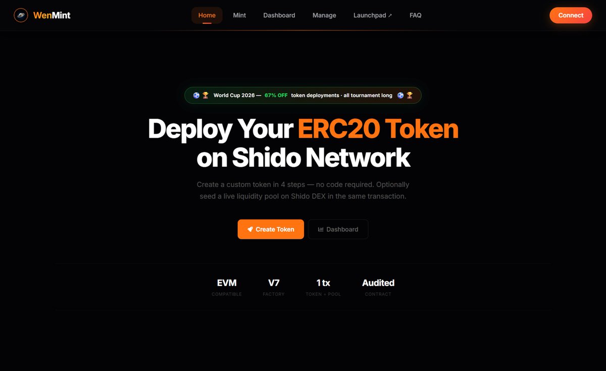 ShidoNetwork's tweet photo. Ready to launch on Shido?

Deploy your token on the Shido Network in minutes, with no coding required.

WenMint offers audited smart contracts, flexible payment options, and an intuitive dashboard to get you to market faster.

Launch today at https://t.co/wZO0exogcR. https://t.co/0GUJa8Lznd
