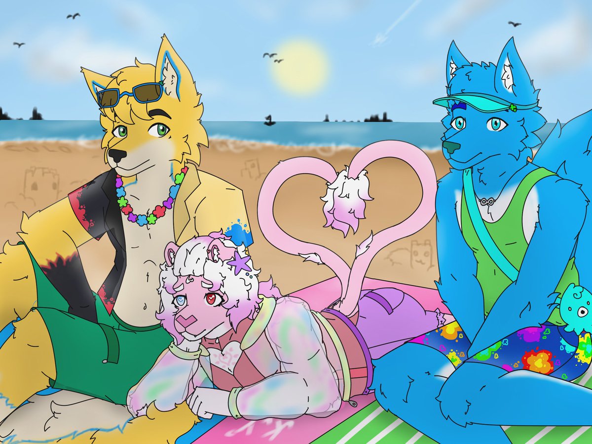 KadenValentine_'s tweet photo. Now that I'm finally here I can enjoy the summer by hanging out with my close friends <3

Gift for: @Makoto_Wolf &amp; @duki_furry

#furry #furryart https://t.co/8ST6lXbwQn