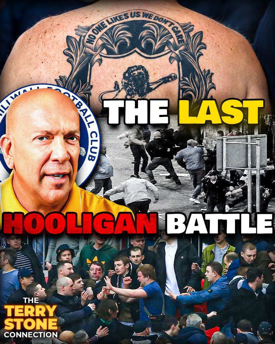 TerryStone's tweet photo. The Bushwackers &amp; the largest ever Football Hooligan fight covered tonight at 7pm exclusively on the @TerryStonePod 🫡🎬🎧
Thanks @BradburysUK 
Watch the full episude here: https://t.co/RreUQ5fPDc

#bushwhackers #millwall #footballhooligans #terrystone #football https://t.co/dZywAaZ2f1
