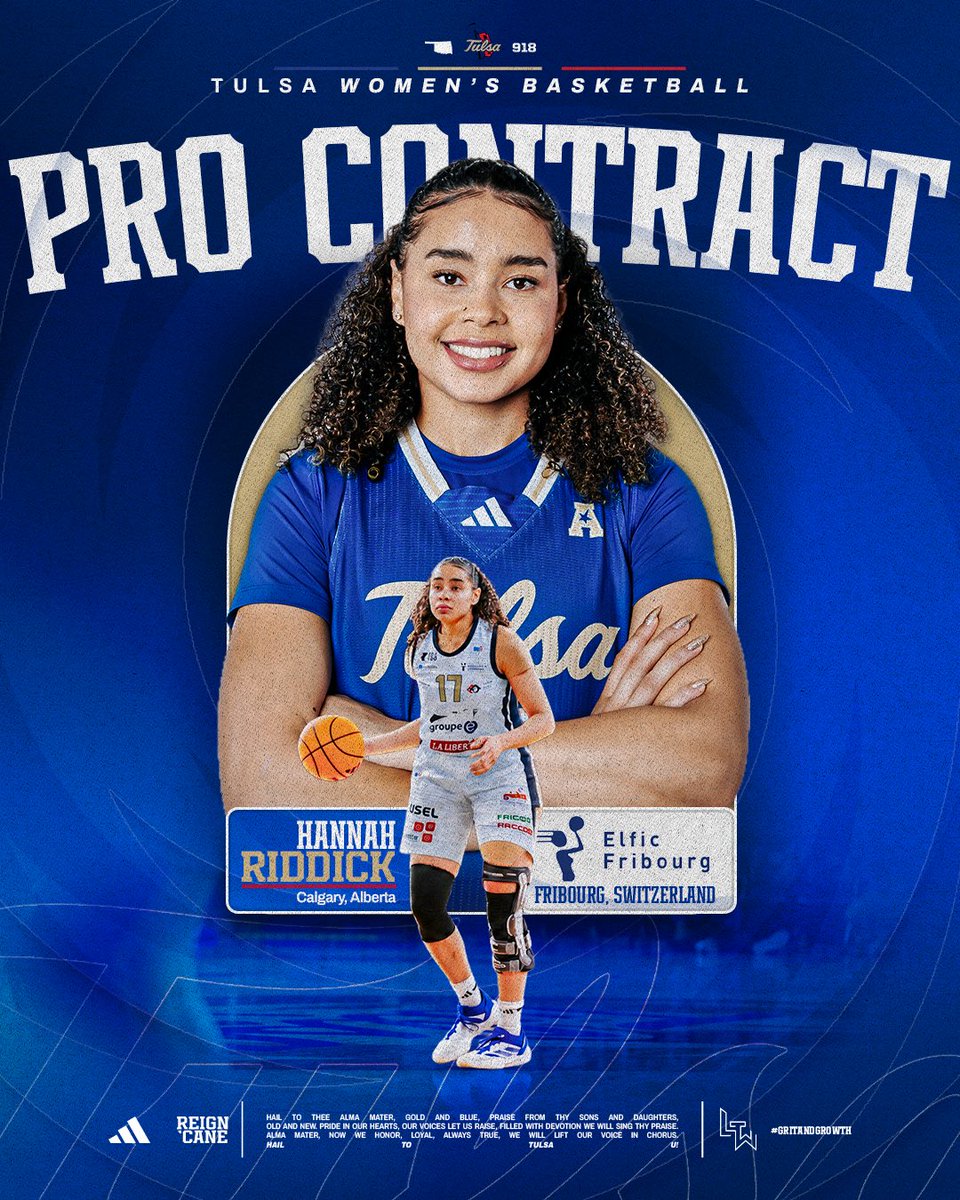 TulsaWBB's tweet photo. 𝙂𝙤𝙞𝙣𝙜 𝙥𝙧𝙤 ✍️

CONGRATULATIONS to @hc_riddick_237 on signing her first pro contract with Elfic Fribourg in Switzerland ‼️

#LoveTrustWork | #ReignCane https://t.co/sb4qSMNUDz
