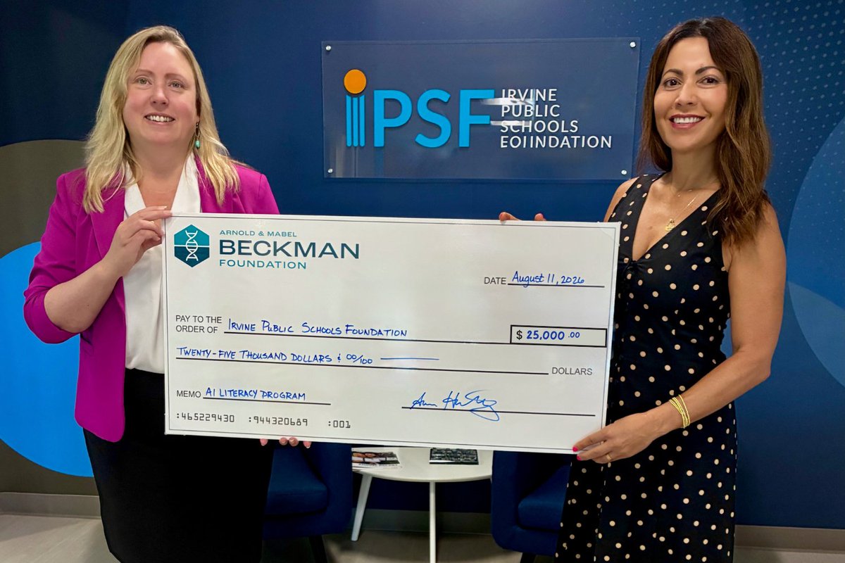 BeckmanFnd's tweet photo. Beckman Foundation Awards Irvine Public Schools Foundation a $25,000 Orange County Community Support Grant to Support Development of Artificial Intelligence Literacy Program
https://t.co/CtWkRqTofu 
#STEMeducation #AIliteracy #grants #irvine #communitypartners #learning #IUSD https://t.co/NSEGBzc1xQ