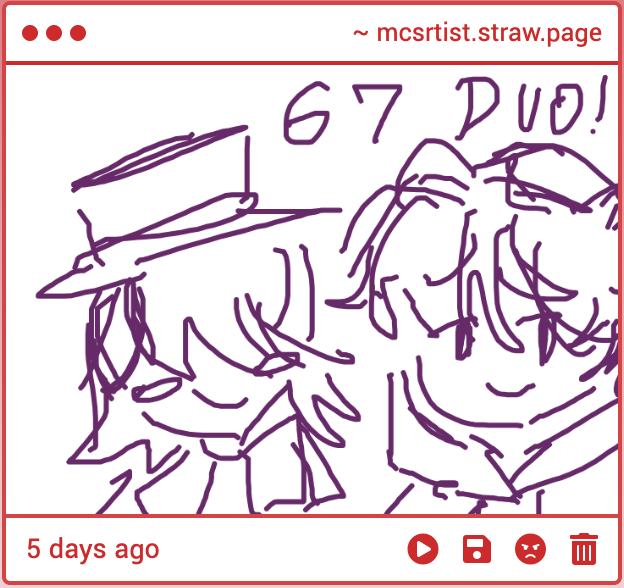 mcsrtist's tweet photo. first strawpage doodle YAYYY six sevennnnnn 6️⃣7️⃣ ty to whoever left this (sorry i only just now saw it 😭) https://t.co/tPgcIgCANO
