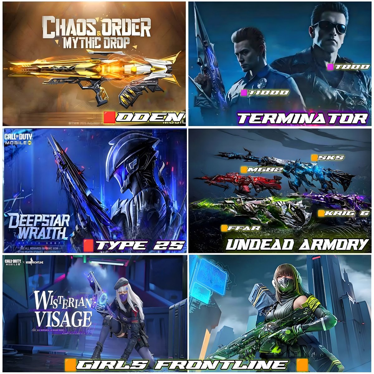 ItZTMGG's tweet photo. COD Mobile Mythic Giveaway

Winner picks 1:  
• Mythic 🟥 Oden  
• Mythic 🟥 Type 25  
• Legendary GFL (🟧 M4 or ICR)  
• Legendary Undead Armory  
• Terminator (🟧 HS or BP50)

TO ENTER:

1. Follow @ItZTMGG & @GallaxiaGaming,   @darklord_slays, @praty75602. 
2. Like + Quote this post  
3. Reply with your choice & why

Rules: 1 entry only. No alts/bots. Random winner DMed.  

Good luck! ❤️