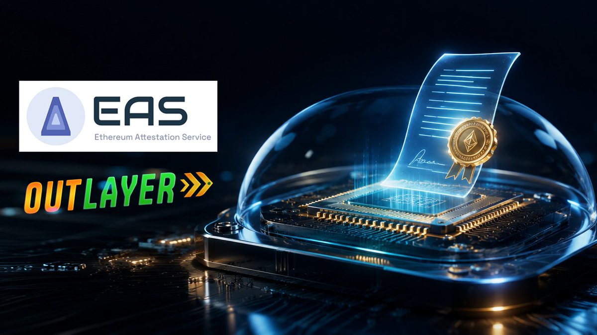 zacodil's tweet photo. OutLayer just shipped an EAS attester that attaches the hardware proof of its own run to every attestation. Web form or console.

Ethereum Attestation Service (EAS) answers who signed a claim. This attester answers the harder question: can you trust how they got the number. Two things here get called attestation, and the difference is the point. The EAS attestation is the on-chain record of who signed. The teeAttestation field inside it is a hardware proof of how the number was produced.

That proof is an Intel-signed quote of the exact run. It seals sha256 of the input, sha256 of the output, and the hash of the WASM that executed with the repo and commit it was built from. The quote is signed by a certificate chain up to Intel's root CA, so its authenticity roots in the silicon, not in our word for it.

The signing key was generated inside the enclave and has never existed outside it. No human, no browser, no operator has ever seen it.

You build none of it. Hand it a schema and a target contract, and inside the enclave it queries several independent RPCs itself, requires them to agree before it proceeds, computes the value, signs the EAS attestation with that enclave-born key, writes it on-chain, and attaches the quote of its own run. No servers, no key management, and no operator you have to believe. The quote, not us, says what ran.

The code is open source and small enough to review in full. Audit it, or fork it for your own schema. You don't even have to trust that the code you read is the code that ran: each attestation proves which binary produced it. Code can change, but a given attestation cannot lie about what made it.

Pick a preset, fund the enclave-born key with about a dollar of gas, and click. The links below verify themselves.
