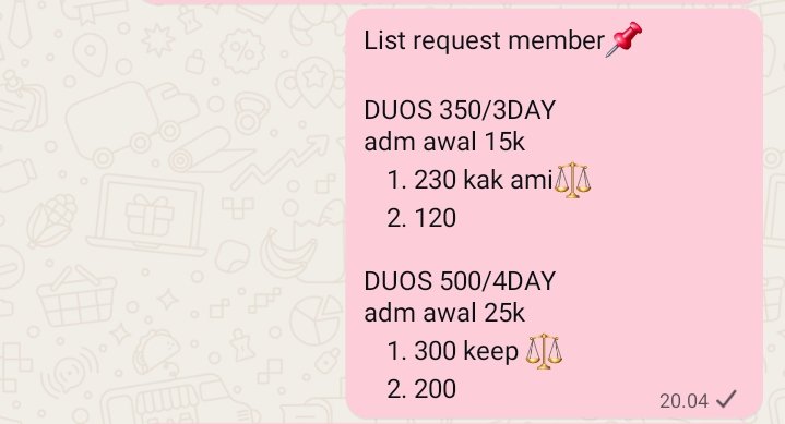 ars_zylla's tweet photo. Avail ya duos no 1&amp;2, yang mau boleh join grub link di bio atau wawa langsung owner.
💎 : 083164402301
(31)
#zonauang #arisanduos https://t.co/Sw6zr5Qak5