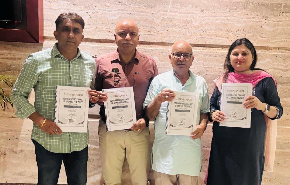 JammuState_'s tweet photo. Today was a landmark day for Jammu. A high powered committee from Delhi is here to understand how demographic changes r happening here &amp; how the last frontier of living Bharatiya civilisation based society is under assault.
We were invited for a 10 mins discussion; lasted 40 mins https://t.co/MVxczvxbvz