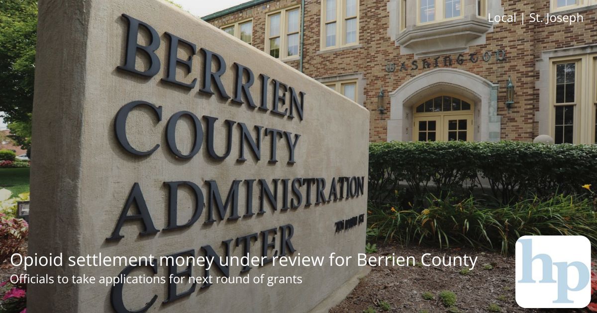 HeraldPalladium's tweet photo. Berrien County is gearing up to take applications for the next round of grants coming from the nationwide opioid lawsuit settlement reached several years ago.

Read the full story here:
https://t.co/TTFbu2BlTR https://t.co/utAC5eKKzd