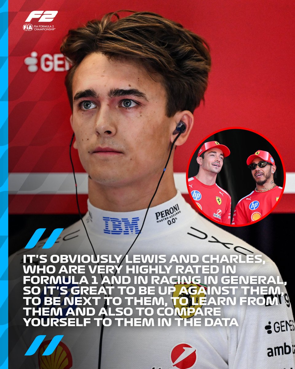 Formula2's tweet photo. "Lewis was super nice to me and he opened my eyes a lot as well" 🥹👊

Dino Beganovic reflects on the 2026 season, learning from Hamilton and Leclerc and gaining confidence with Ferrari ➡️ https://t.co/S5HYaQJ2ow

#F2 #RoadToF1 https://t.co/nxDXVn0VF1