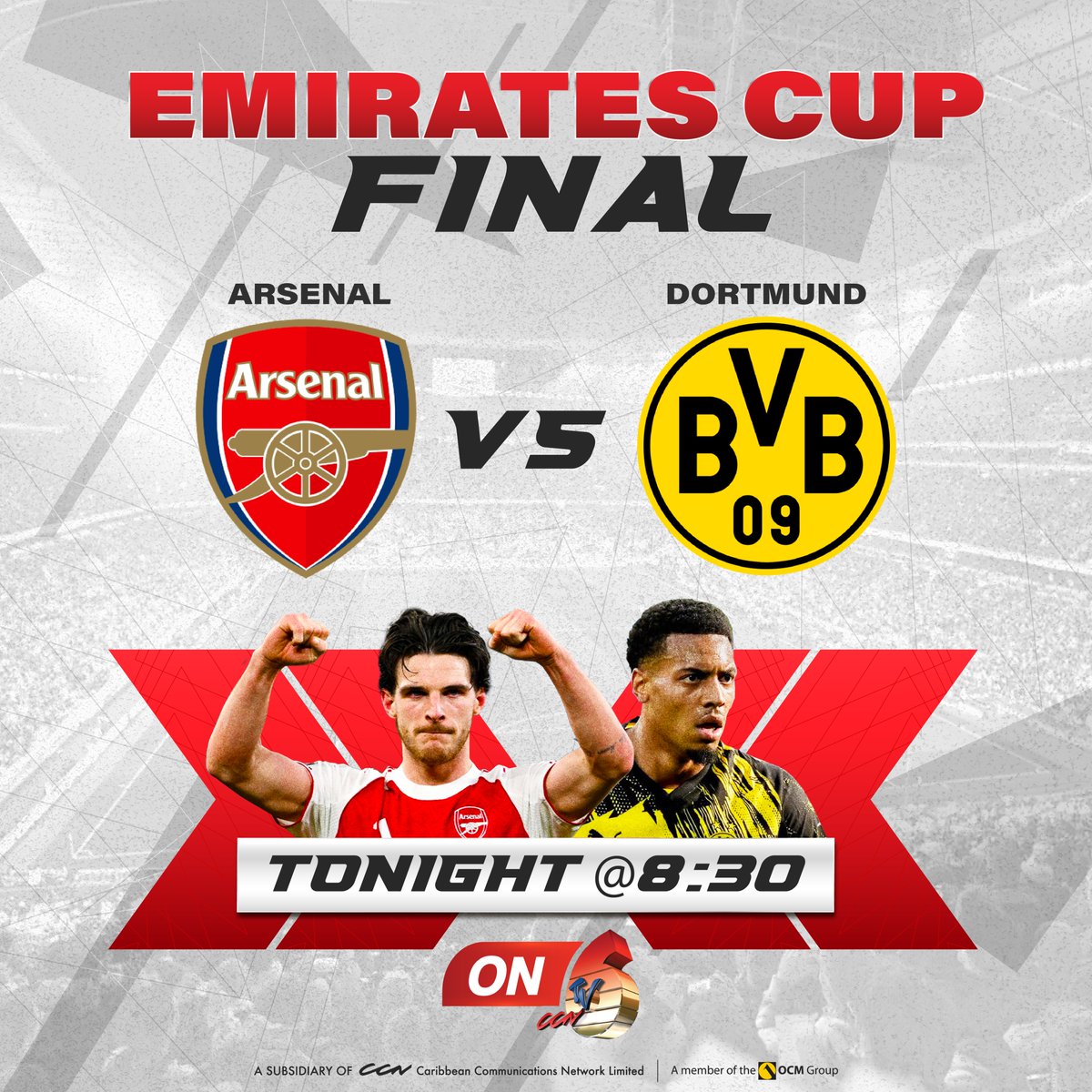 tv6tnt's tweet photo. It all comes down to this!
EMIRATES CUP FINAL
Arsenal vs Dortmund
Tonight at 8:30 PM
Catch all the action ON CCN TV6!
#EmiratesCup #Arsenal #Dortmund #CupFinal #Football #MatchNight #CCNTV6 https://t.co/0adXY3uMaI