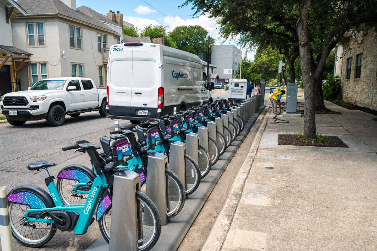 CapMetroATX's tweet photo. Weee're baaack 🚲⚡️

Bikeshare service resumes today in a limited capacity as we acquire replacement batteries, chargers, bike parts and restore the workspace damaged in a fire early this year. Nearly one-third of the fleet will be in service by 8/18.

Bikes will be provided in high-traffic areas like the UT area and all stations will be open for docking. Customers should use the Bikeshare app to find available bikes before heading to a station.

More info: https://t.co/hGwzcIxwL2