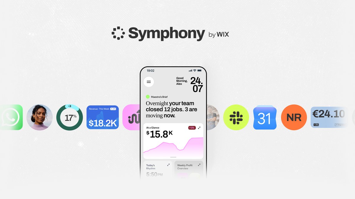 Wix's tweet photo. "Every morning, these agents have a meeting. They assess what's happening, look at your goals, and build a plan. The business is moving even when you're not looking at a dashboard. That's Symphony" @RonnyElkayam, COO at Wix. 

Read more: https://t.co/2WzTspYbYA https://t.co/OQ3857XxeW