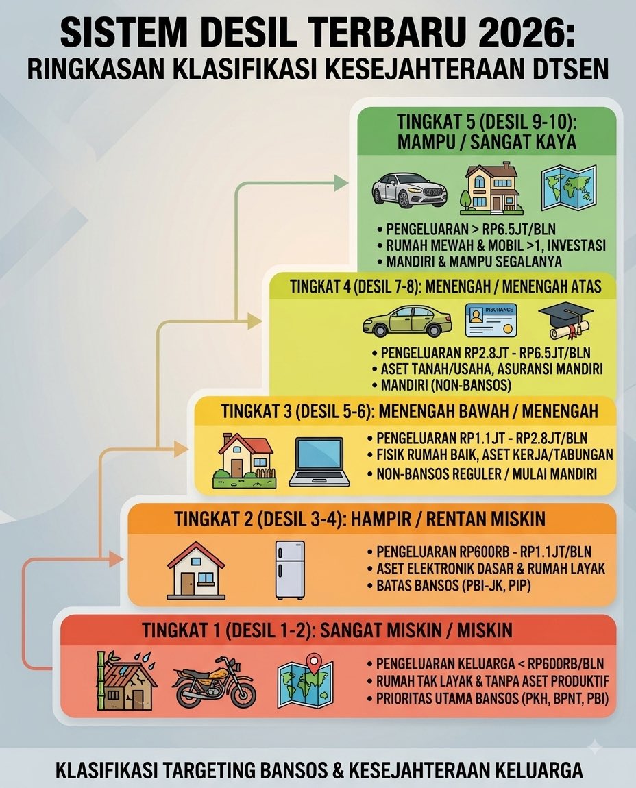 ecodiv's tweet photo. 1
Penasaran masuk kelas ekonomi yang mana menurut standar pemerintah di 2026? Yuk, bedah Sistem Desil (Klasifikasi Kesejahteraan DTSEN) terbaru! Ada 10 kelompok dari yang "Sangat Miskin" sampai "Sangat Kaya".  #SistemDesil2026 #KelasEkonomi https://t.co/RTKq669kU1