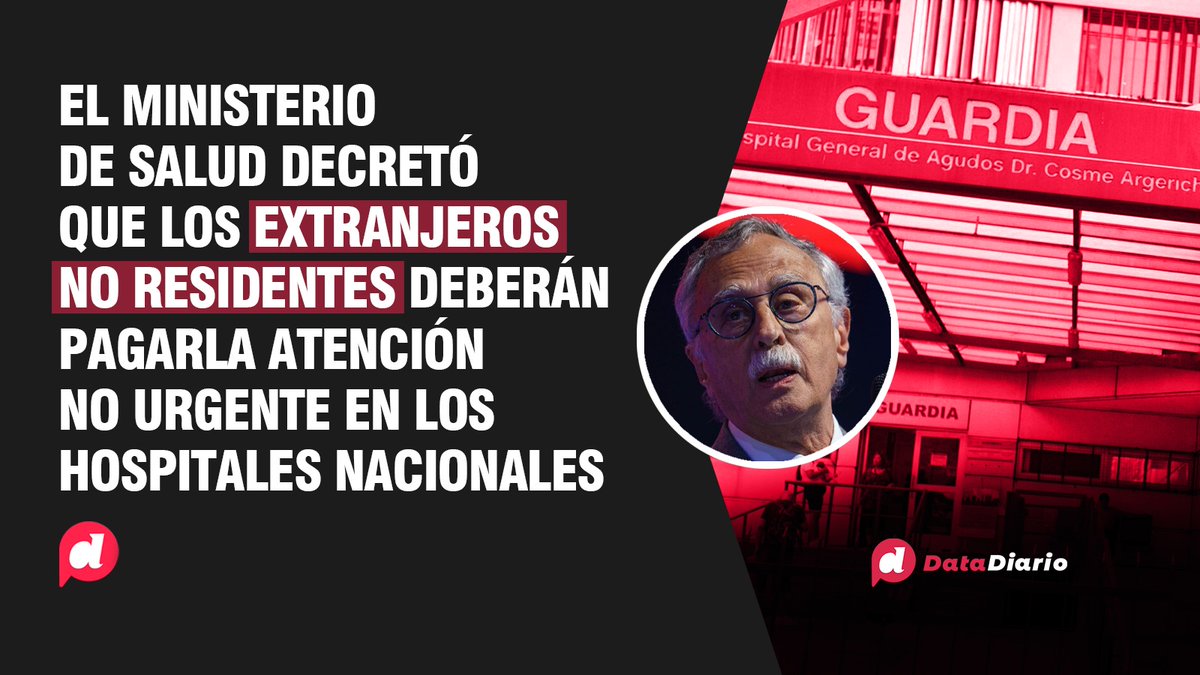 DataDiario's tweet photo. 🏥💵 LOS EXTRANJEROS NO RESIDENTES DEBERÁN PAGAR POR LA ATENCIÓN EN HOSPITALES NACIONALES

☑️ La nueva resolución indica que si la persona cuenta con un seguro de salud, el hospital podrá facturarle el costo a la aseguradora. https://t.co/VfSSbrdR1M