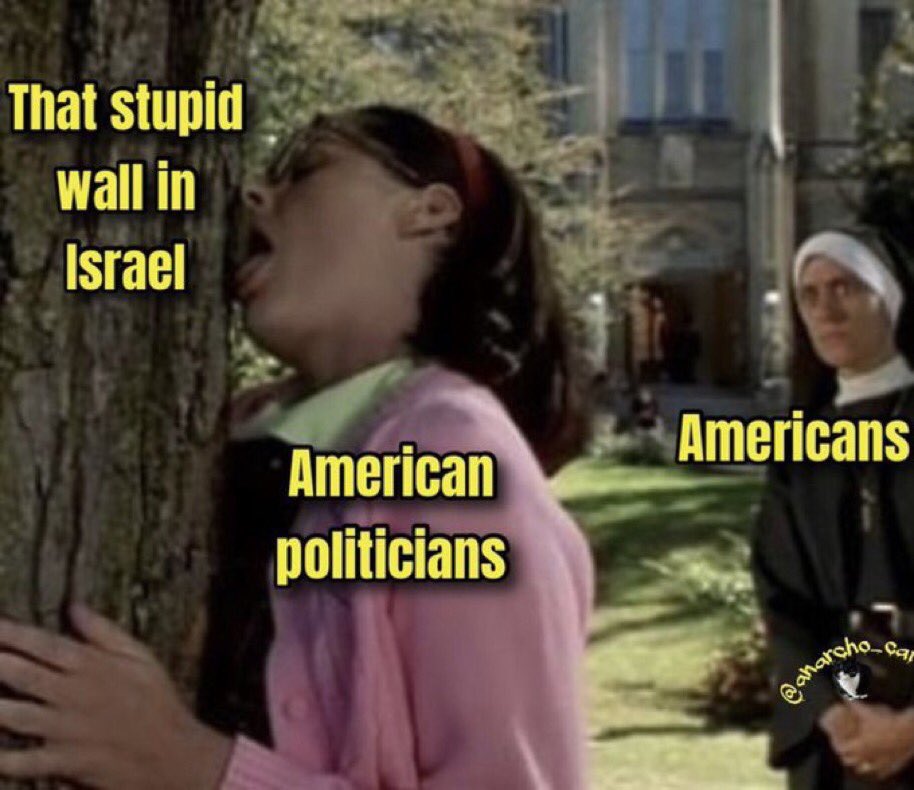 thesommelieer's tweet photo. @nypost Who cares? We spend billions on politicians flying to lick the master's wall in Israel. https://t.co/CgaLAkaGD1