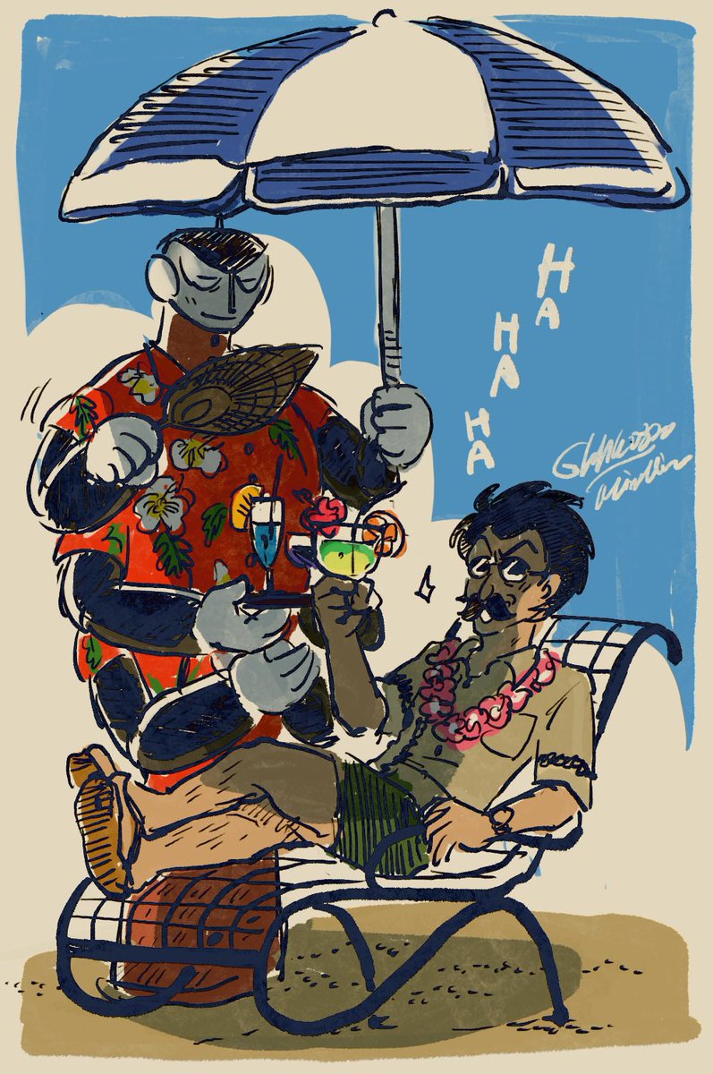 ghhh0320's tweet photo. リハビリしてたら筆が乗ってきたので色もつけちゃった…が！ここまできたらもうちょい本腰入れて描けばよかったな？！という落書き https://t.co/Fx74UveIMB