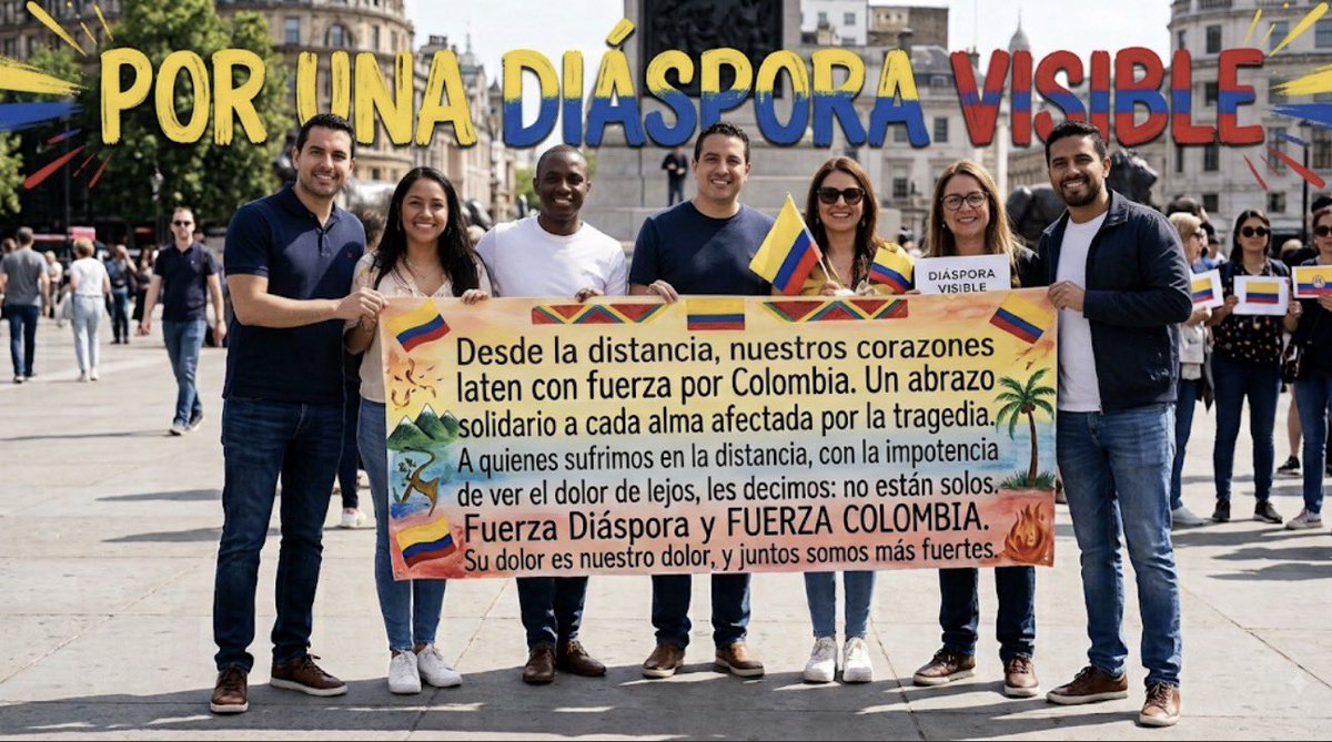 DiasporaVisible's tweet photo. Un poderoso mensaje de fuerza y unidad de la diáspora colombiana para el país en tiempos difíciles. "Su dolor es nuestro dolor". 🇨🇴❤️ #FuerzaColombia #DiásporaVisible #Solidaridad https://t.co/gOAvvCzphx