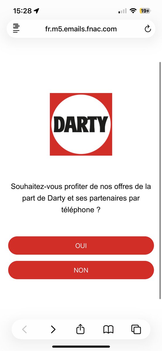 AxelVatan's tweet photo. C’est la meilleur celle là on me l’avait jamais fait @Darty_Officiel quand je clique sur NON bizarrement la page est indisponible … https://t.co/AP3MlKCvGF