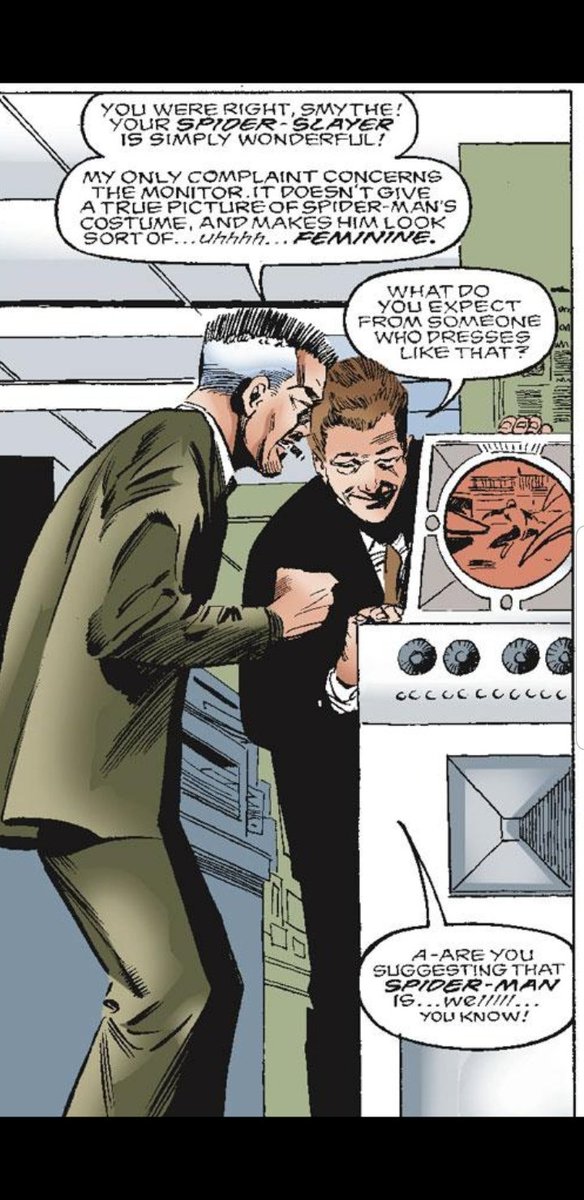 EvanPetyt's tweet photo. @0trebot Funnily enough this scenario kind of happens when Spider-Girl is in the main universe briefly. I mean, Peter isn't trans but JJJ thinks he is briefly https://t.co/TthsK2P28V