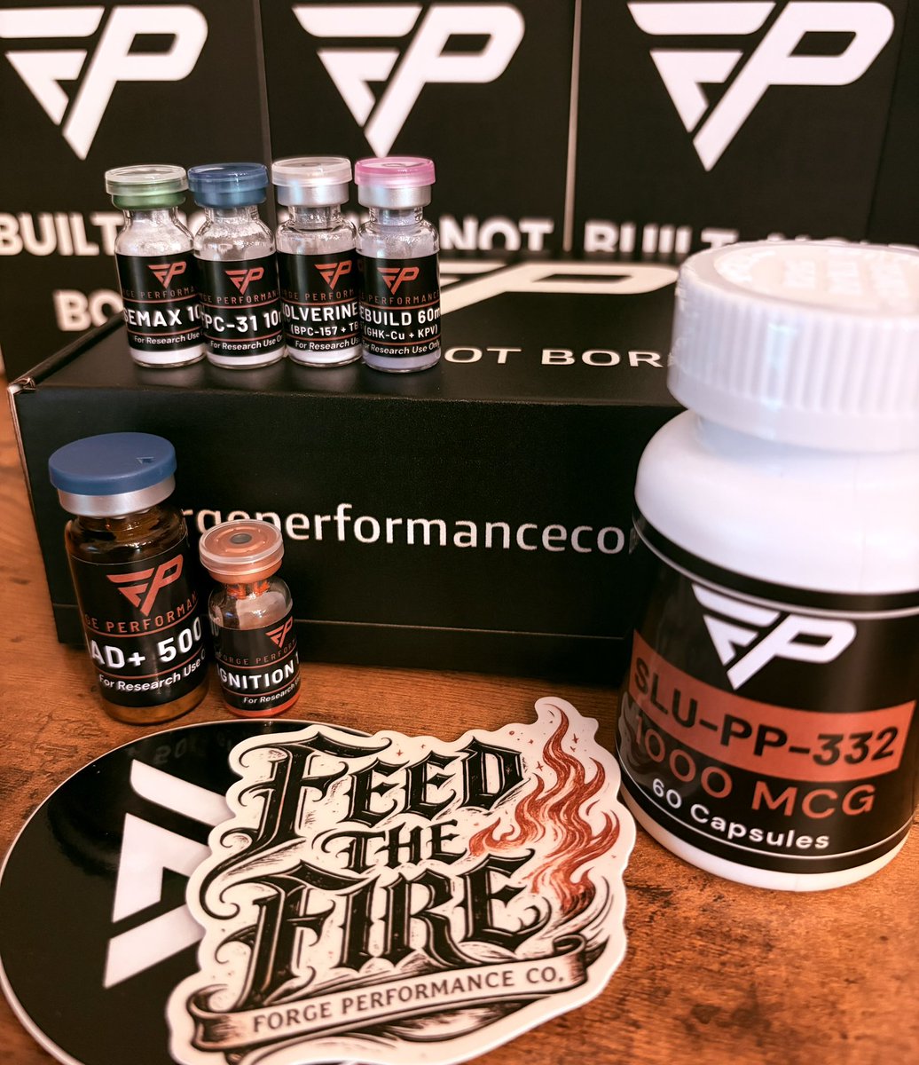 ForgePerformCo's tweet photo. 🔥🔥Forge Birthday Giveaway🔥🔥

8 products. One winner. 

▪️ Texas Built Shirt (not pictured)
▪️ SLU-PP-332 1000mcg caps
▪️ Semax 10mg
▪️ Ignition 120mg
▪️ FPC-31 10mg
▪️ Wolverine 20mg
▪️ Rebuild 60mg
▪️ NAD+ 500mg

✅ Follow @ForgePerformCo 
🔁 Retweet this
❤️ Like it

⚒️Winner drawn Friday, 8/14⚒️

https://t.co/xfK5IhmGQs

Comment below one more product you want in the box and maybe we’ll add it!
👇🏼👇🏼👇🏼