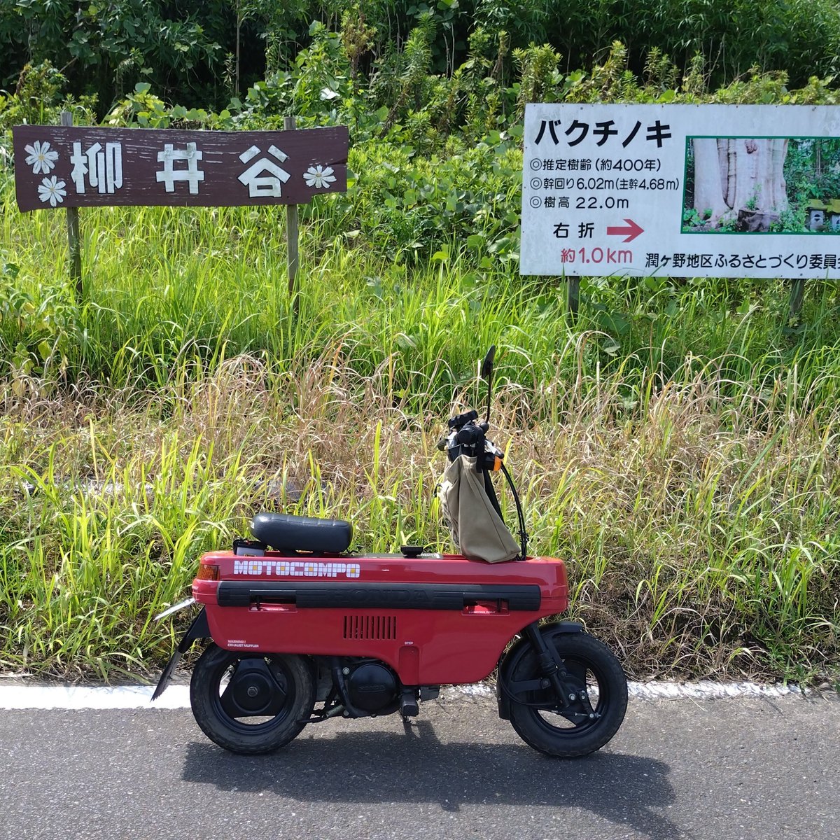 koujiMSA's tweet photo. 残暑のなか🌴☀️
プチツーリング〜〜🏍️💨

このバイクで100㌔の走行は
もはや修行の域だな…😅💦

#HONDA #ホンダ
#モトコンポ
#プチカスタム車
#旧車 https://t.co/gpYpxeNOpc