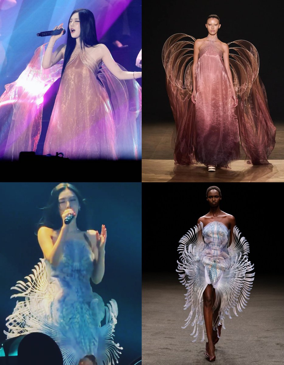 nnglog's tweet photo. NINGNING in Iris van Herpen haute couture dresses from FW25 Sympoiesis Collection and SS21 Roots of Rebirth Collection https://t.co/ABUFPt89K5