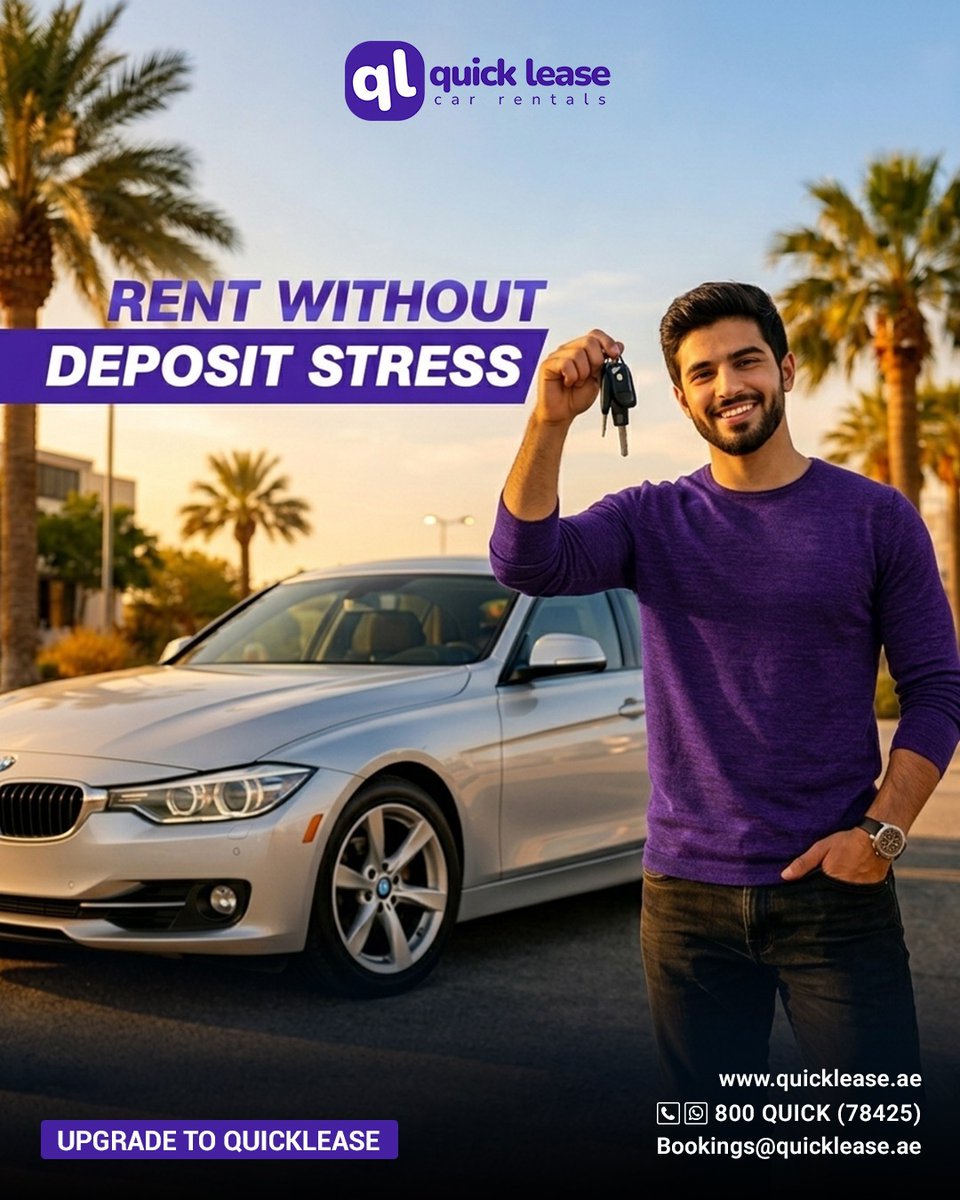 QuickLeaseCar's tweet photo. Rent without the deposit stress. 🚗💜
Drive easy with Quick Lease.

📞 800 QUICK (78425) | 🌐 https://t.co/J50l9i92kh

#QuickLease #ZeroDeposit #CarRentalUAE #DubaiCarRental https://t.co/OviSeixZVe