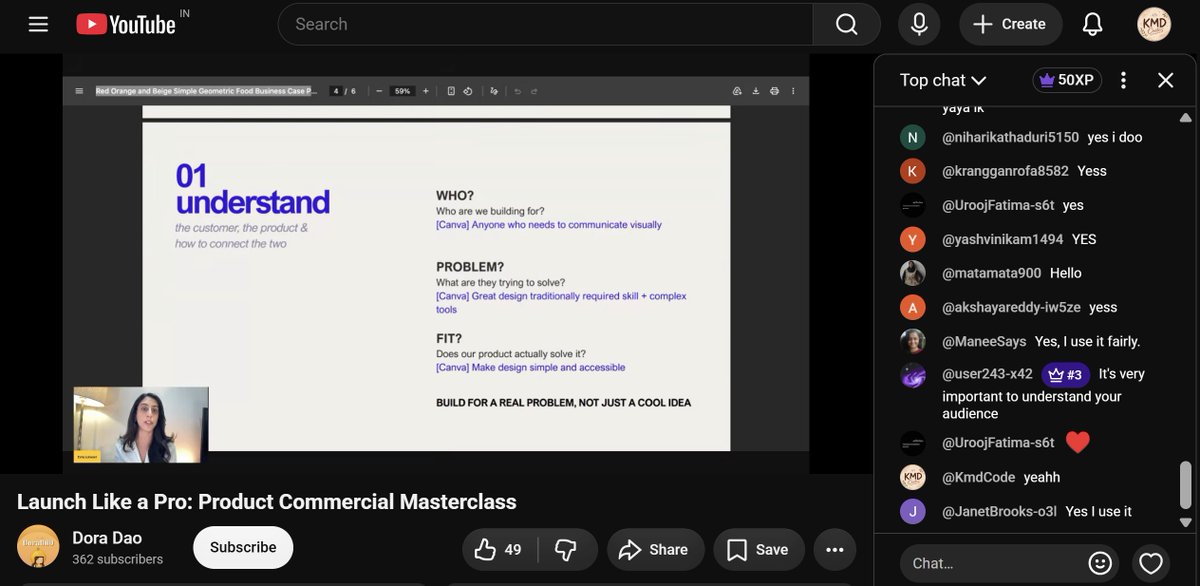 kmdcodes's tweet photo. session #8
Launch Like a Pro: Product Commercial Masterclass

Learnt how to craft compelling product launch videos and commercials that actually get attention by Esha Lalwani🙌

@connectdoradao #GWYfellowship #DoraDAO https://t.co/36t8lpWaGC