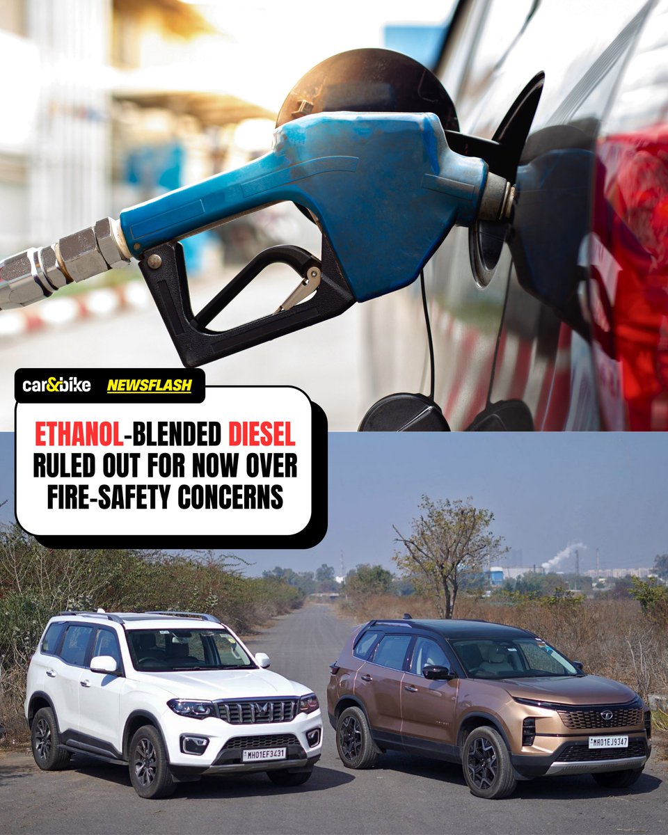 carandbike's tweet photo. Minister of Petroleum and Natural Gas Suresh Gopi told Parliament that tests conducted by oil companies, along with other manufacturers, found that e-blended diesel doesn't meet existing safety standards. He said ethanol lowers the blend’s flash point below regular diesel. https://t.co/nVfeti4rYg