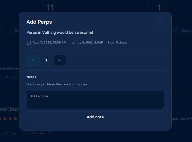 vultisig's tweet photo. On https://t.co/zE4NydugJQ, a user proposes to add perpetuals to Vultisig. 

What do you think of this proposal? 

If you think Vultisig would benefit from the addition of perps, go ahead and upvote it. https://t.co/MCzBiTMOeH