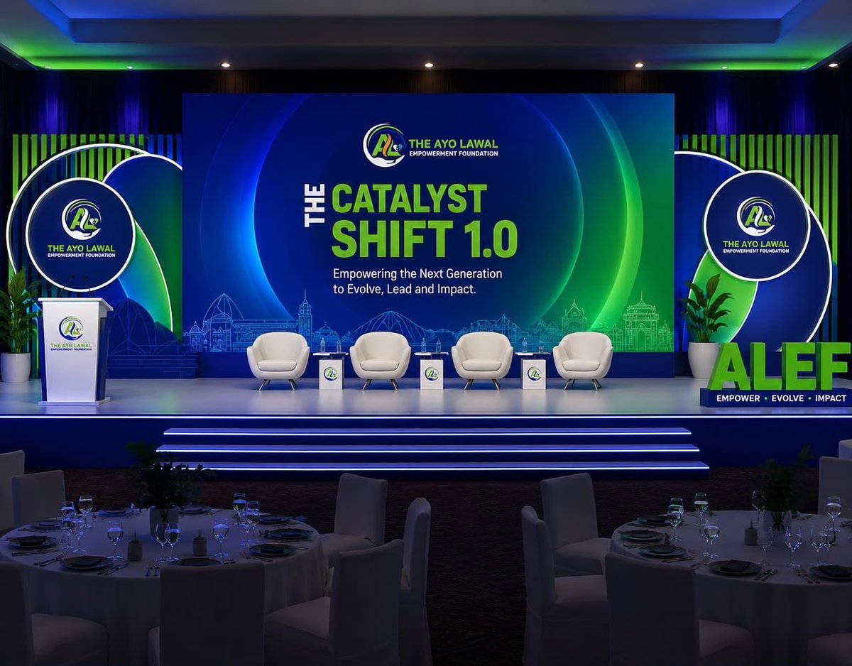 THEAYOLAWALFND's tweet photo. THE STAGE IS SET. ARE YOU READY? 🚀

The lights are on.
The stage is set.
The seats are waiting.
And The Catalyst Shift 1.0 is coming!

This is more than a summit. It is a platform designed to empower the next generation to Evolve, Lead and Impact https://t.co/otONYbOtgh