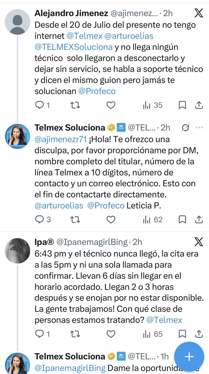 user_230995's tweet photo. @TELMEXSoluciona @ElRottenK @izzi_mx No le creas a @TELMEXSoluciona el mes de julio sólo tuve 6 o 7 días servicio y hasta el momento sigo sin servicio…. Y tiene igual o más quejas que izzi y/o TotalPlay, adicional cancelar con Telmex es casi imposible…
Testimonio de otro usuario: https://t.co/Q0doceDjuj