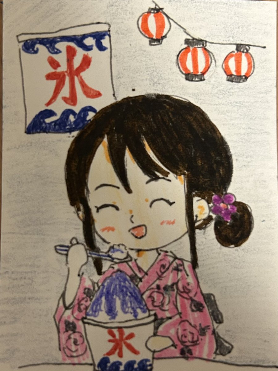 sumire250301's tweet photo. 夏を楽しんでいますか？
暑いときには冷たいものが食べたくなります🍧
夏らしい一枚を描いてみました🖊️ https://t.co/Hbc7CiQ0Cg