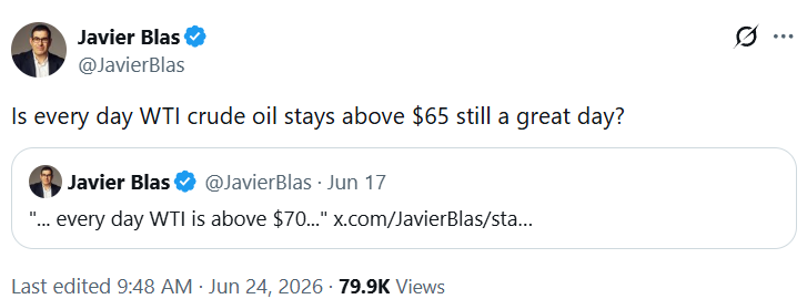 ericnuttall's tweet photo. Every day above $80WTI is a great day. https://t.co/PjmtJd5BIB