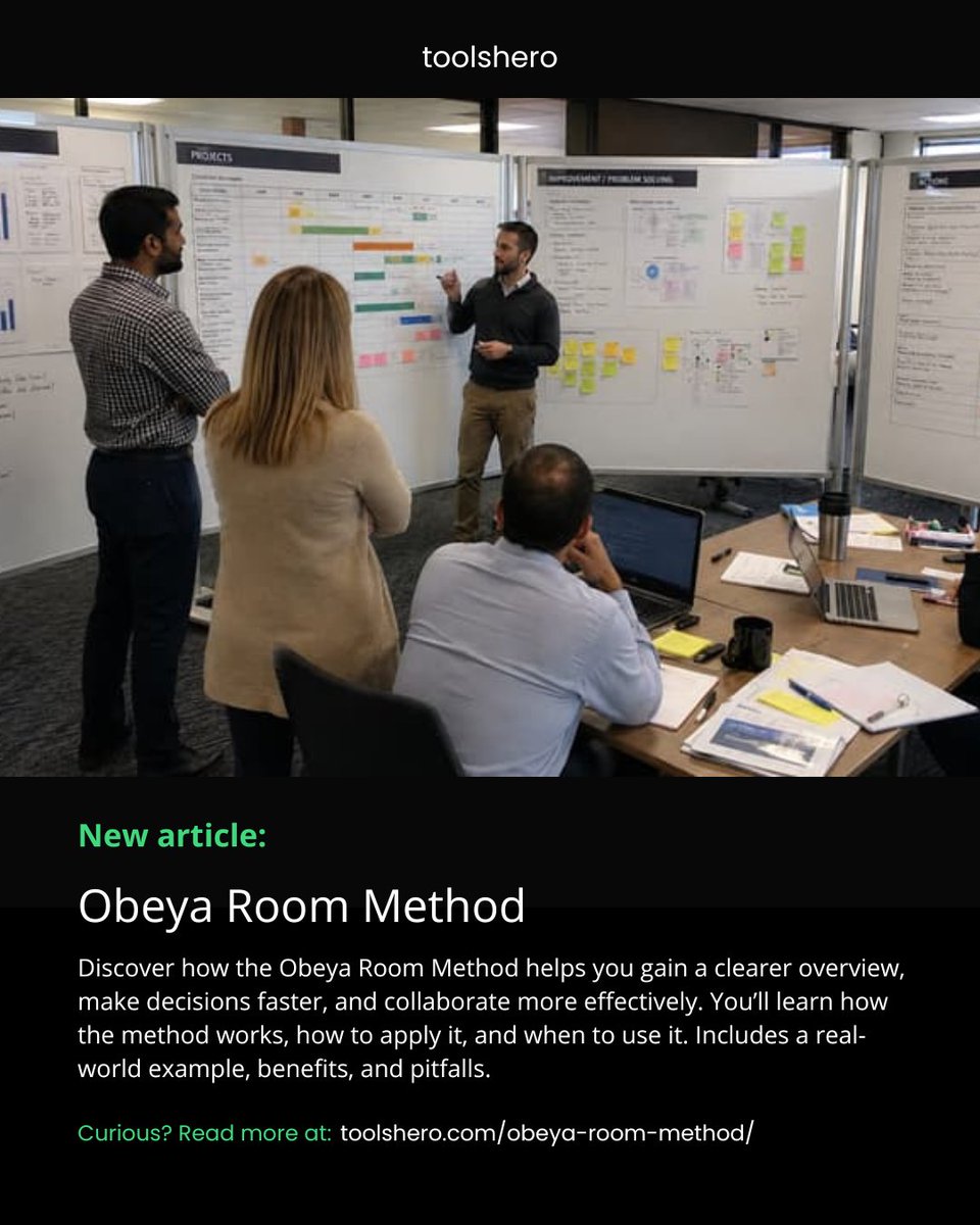 ToolsHero's tweet photo. Meeting after meeting, but still no clear overview?

The Obeya Room Method makes goals, bottlenecks and actions visible in one place. Discover how it works + practical download 👇

https://t.co/KZCD8ywjtM

#Obeya #Lean #DecisionMaking https://t.co/bfYpbFZJ1b