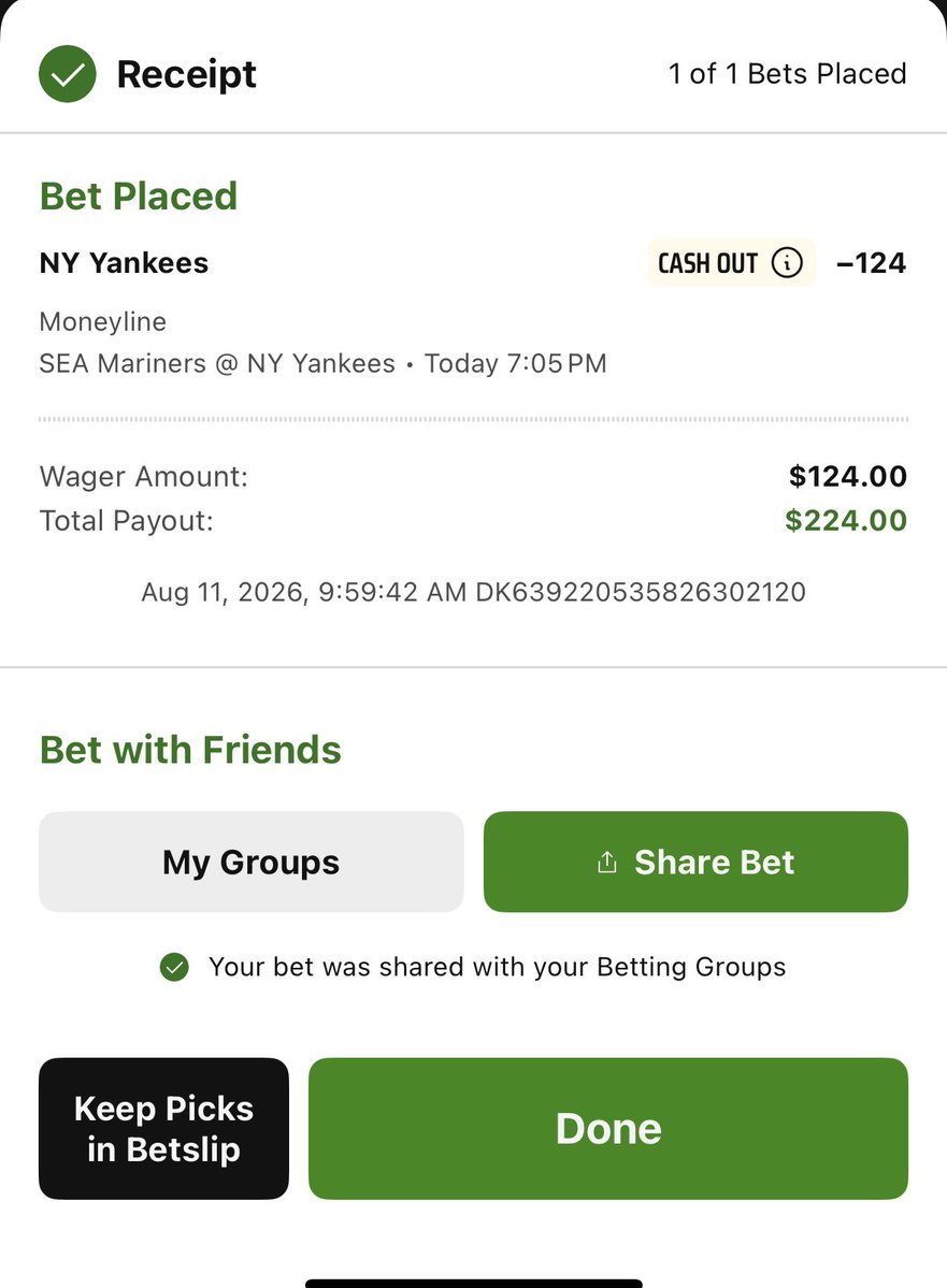 DisciplineWager's tweet photo. 8/11 MLB⚾️

Yankees ML -124 (2U)

#GamblingCommunity 
#Gambling𝕏 https://t.co/yYhHzfLetv