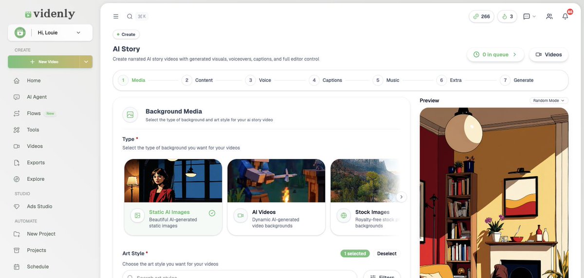 videnlyAI's tweet photo. We've evolved our Faceless AI Video workflow into AI Story.

Now, you can create faceless videos in our new editor while your existing projects remain functional. https://t.co/T6kaEkMXpQ