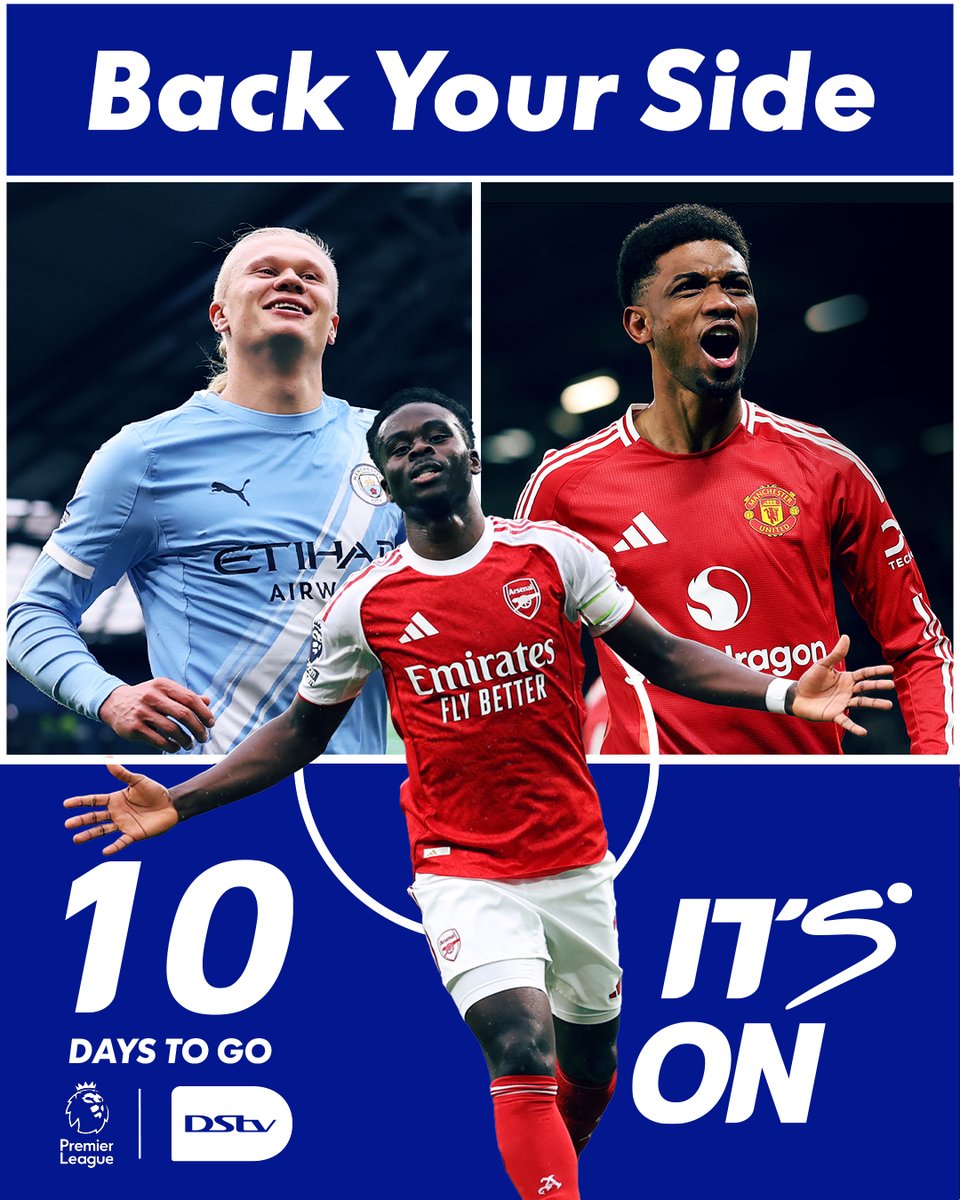 dstv_zambia's tweet photo. The countdown is on. 10 days to go before the #EPL starts. You all know which side admin is backing, nanga imwe?
Reconnect today.... #BackYourSide. #ItsOnDStv https://t.co/7i8QXmq8iD