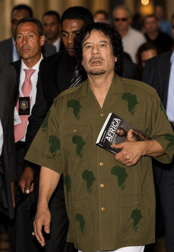 AfricanHub_'s tweet photo. Muammar Gaddafi in Rome, Italy, on July 8, 2009, holding the Italian book titled

“Everything You Should Know About Africa That Nobody Has Ever Told You.” https://t.co/ArW6ihlZfI