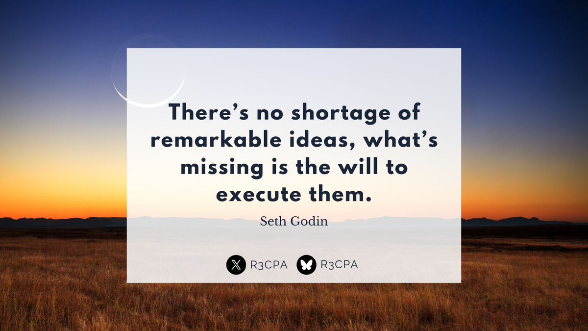 R3CPA's tweet photo. There's no shortage of remarkable ideas, what's missing is the will to execute them.
-Seth Godin
#GetMotivated #MotivationalQuotes #Motivation #Inspiration #Motivational #Inspirational https://t.co/oSwRLONcKA