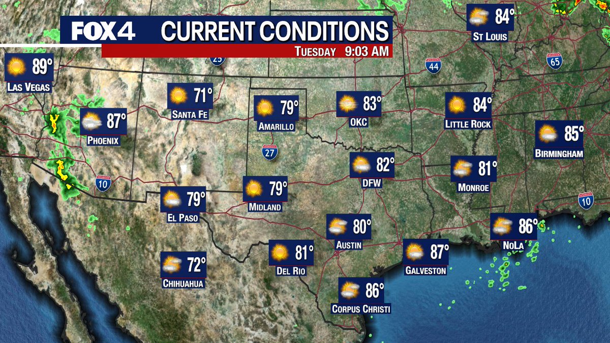Fox4Weather's tweet photo. Currently across the region... #fox4weather #txwx https://t.co/WBhL5u7ftQ