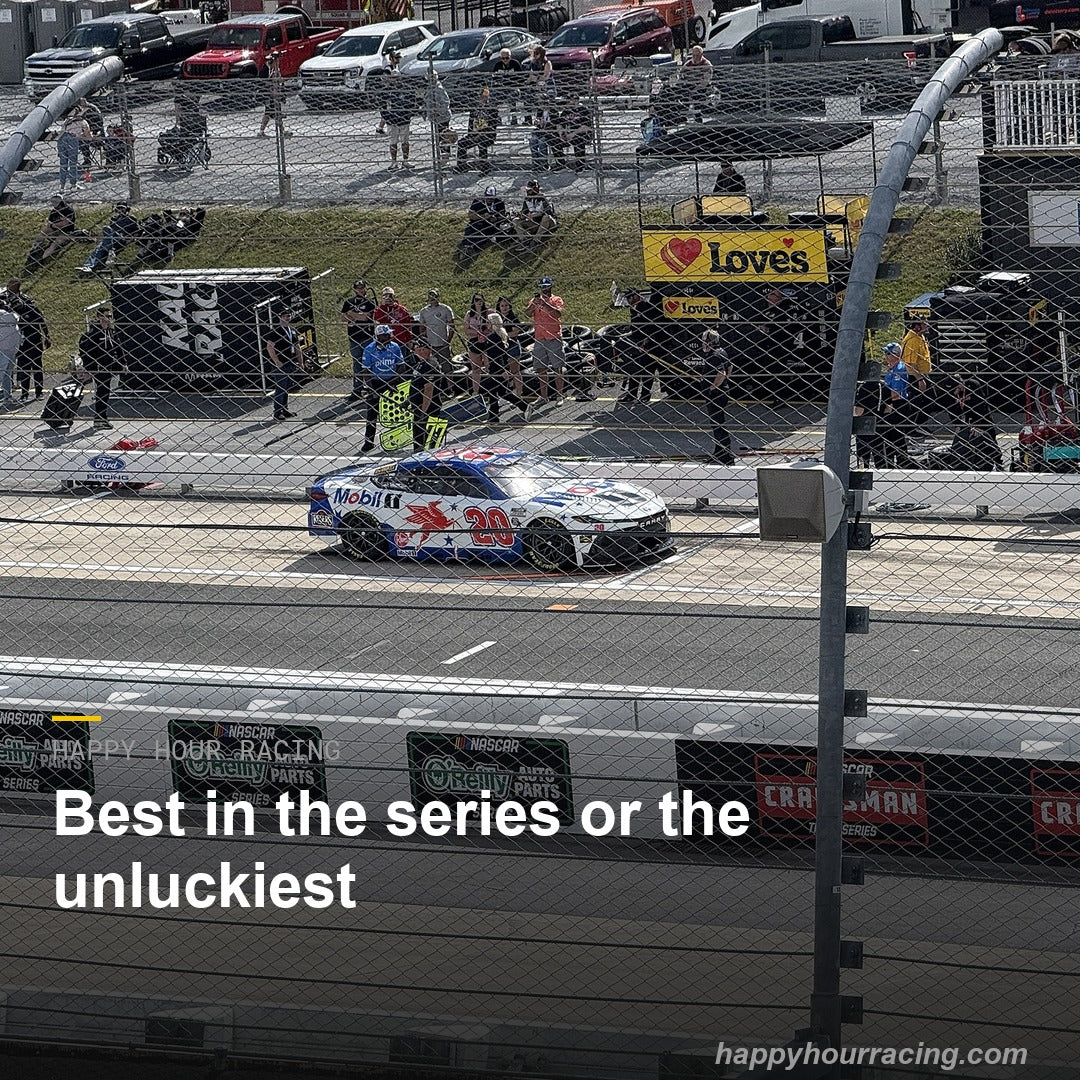 HappyHourRacin's tweet photo. Christopher Bell has seven runner-up finishes and zero wins in 2026. That ties the all-time record, and he still has 13 races left. Best driver in the series or the unluckiest. Reply with one. #NASCAR #ChristopherBell https://t.co/NAwX7v6s5M