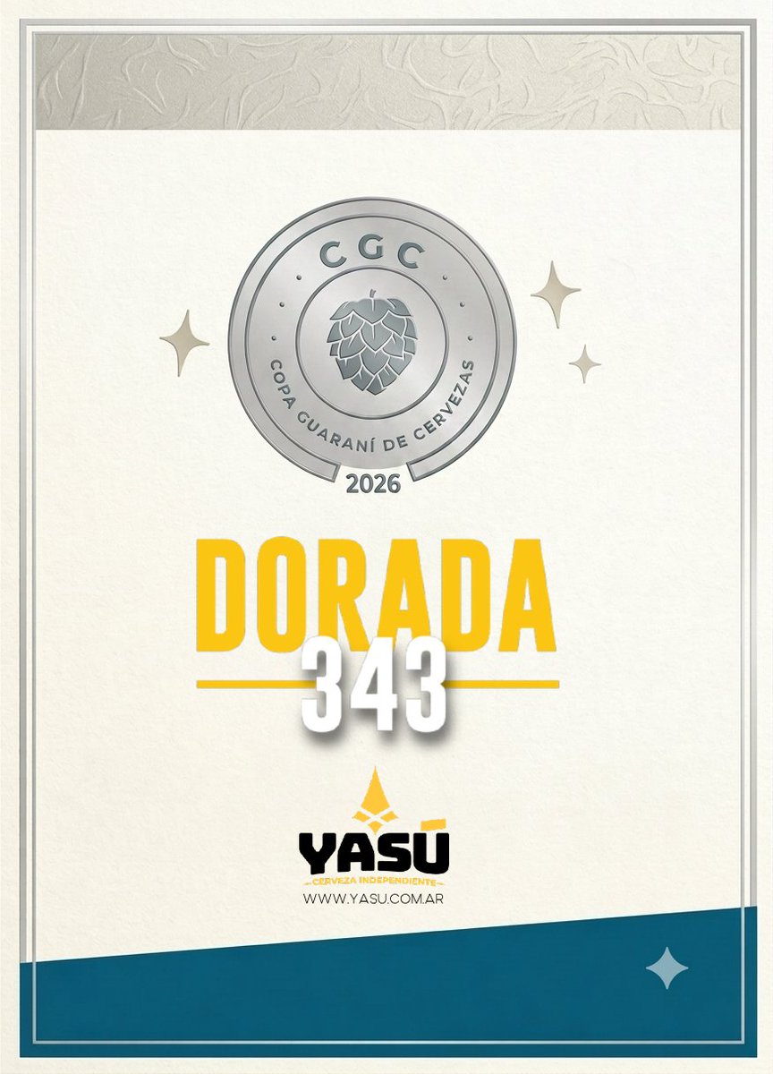 CervezaYasu's tweet photo. Queremos contarles que en La Copa Guaraní de Cervezas, en Asunción 🇵🇾, logramos el segundo lugar en la categoría Dorada Pampeana, con nuestra querida Dorada 343🥈
Es un honor para nosotros que una cerveza Entrerriana logre este reconocimiento y queremos compartirlo con uds.🏆🍺 https://t.co/rtPbfrYnnL