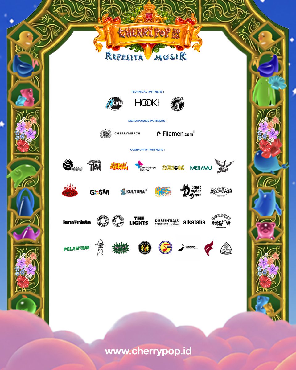 cherrypopfest's tweet photo. Selamat datang di Cherrypop 2026 "Repelita Musik" dipersembahkan oleh BRImo

Selamat bergabung kepada seluruh sponsor, partnership, kolaborator, dan rekan media 🤝

Sampai jumpa di Candi Prambanan
22 &amp; 23 Agustus 2026 🥰

🍒 #cherrypop #repelitamusik https://t.co/vS1dNoUGRe